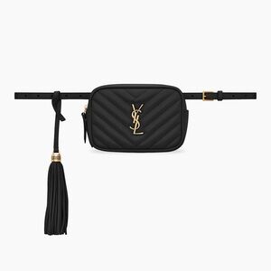 Saint Laurent Black Quilted Leather Camera Bag with Gold YSL Logo